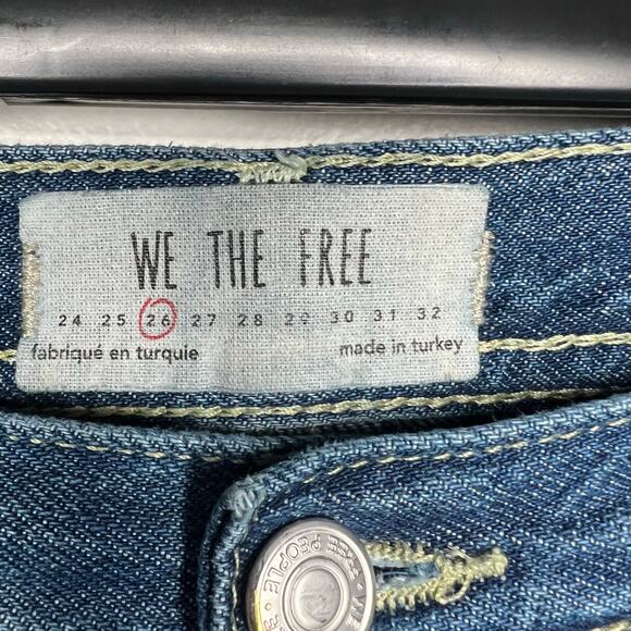 Free People We The Free Maggie Mid Rise Straight in Sequoia Blue Size 26 Raw Hem - Picture 3 of 12